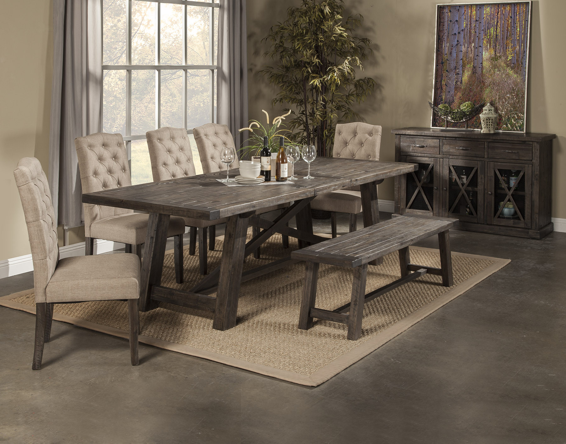 60" Gray and Dark Brown Distressed Wood Rustic Dining Bench 4 60" Gray and Dark Brown Distressed Wood Rustic Dining Bench - Image 4