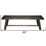 60" Gray and Dark Brown Distressed Wood Rustic Dining Bench 14 60" Gray and Dark Brown Distressed Wood Rustic Dining Bench