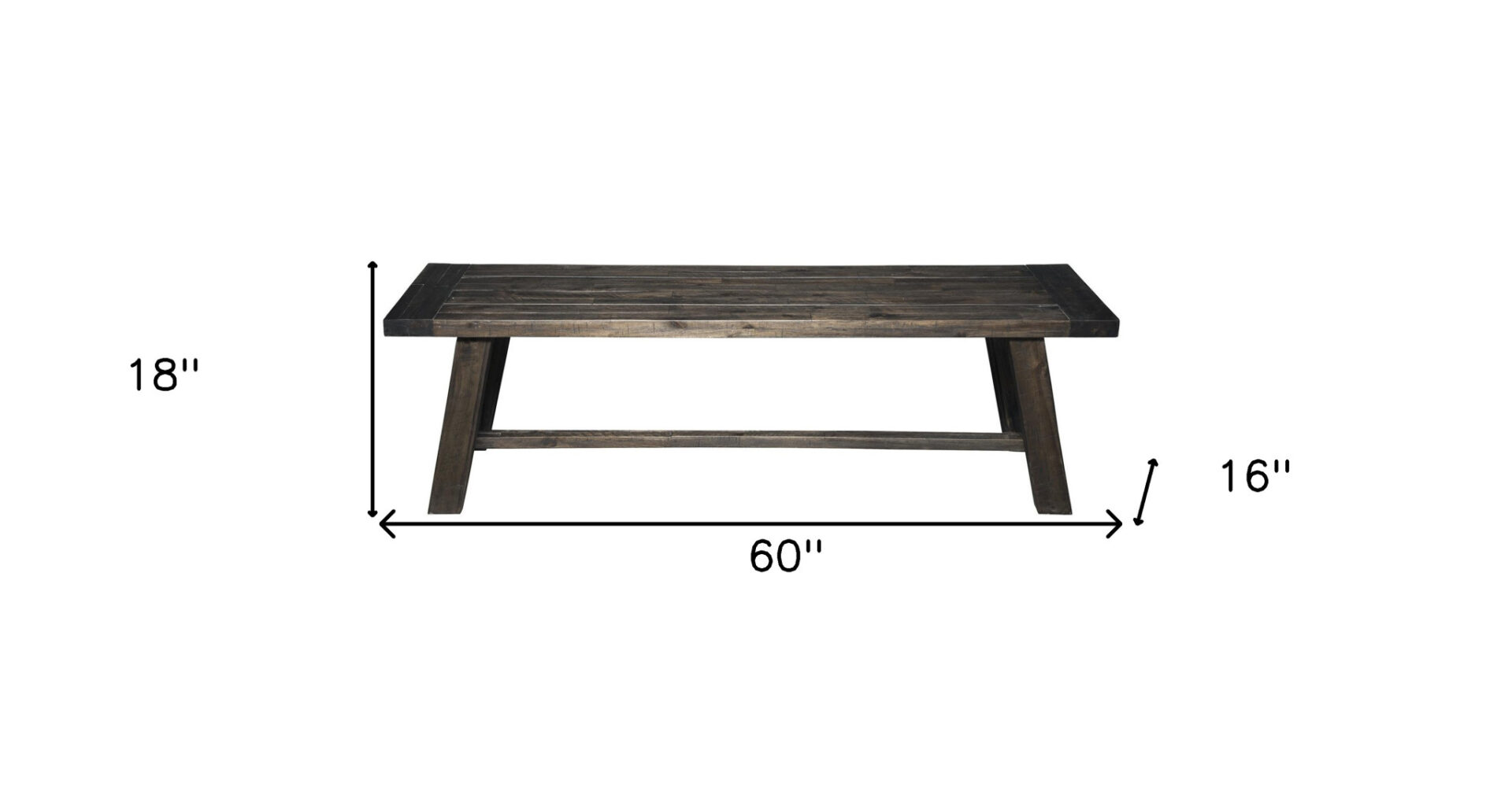 60" Gray and Dark Brown Distressed Wood Rustic Dining Bench 7 60" Gray and Dark Brown Distressed Wood Rustic Dining Bench - Image 7