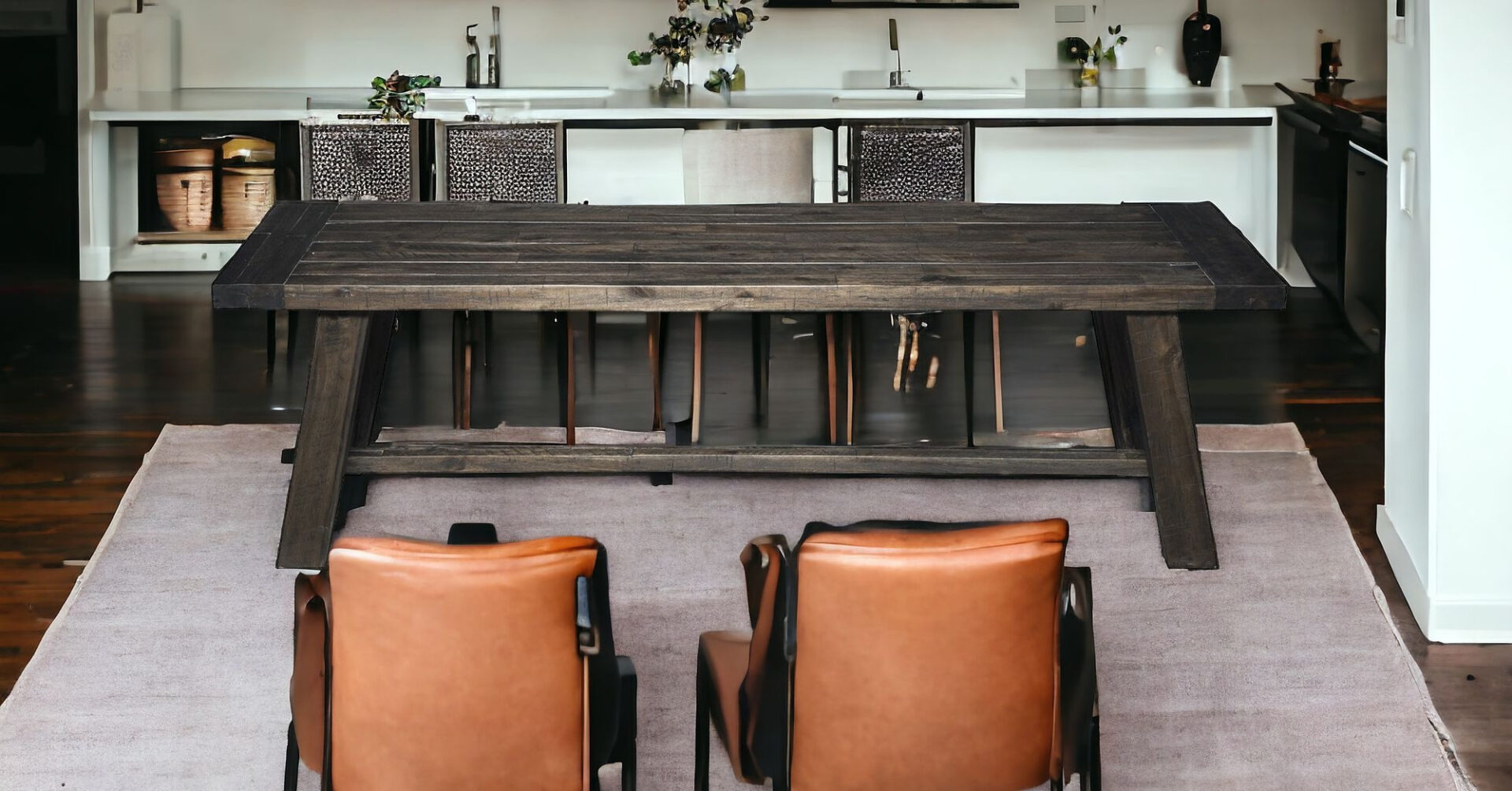 60" Gray and Dark Brown Distressed Wood Rustic Dining Bench 2 60" Gray and Dark Brown Distressed Wood Rustic Dining Bench - Image 2