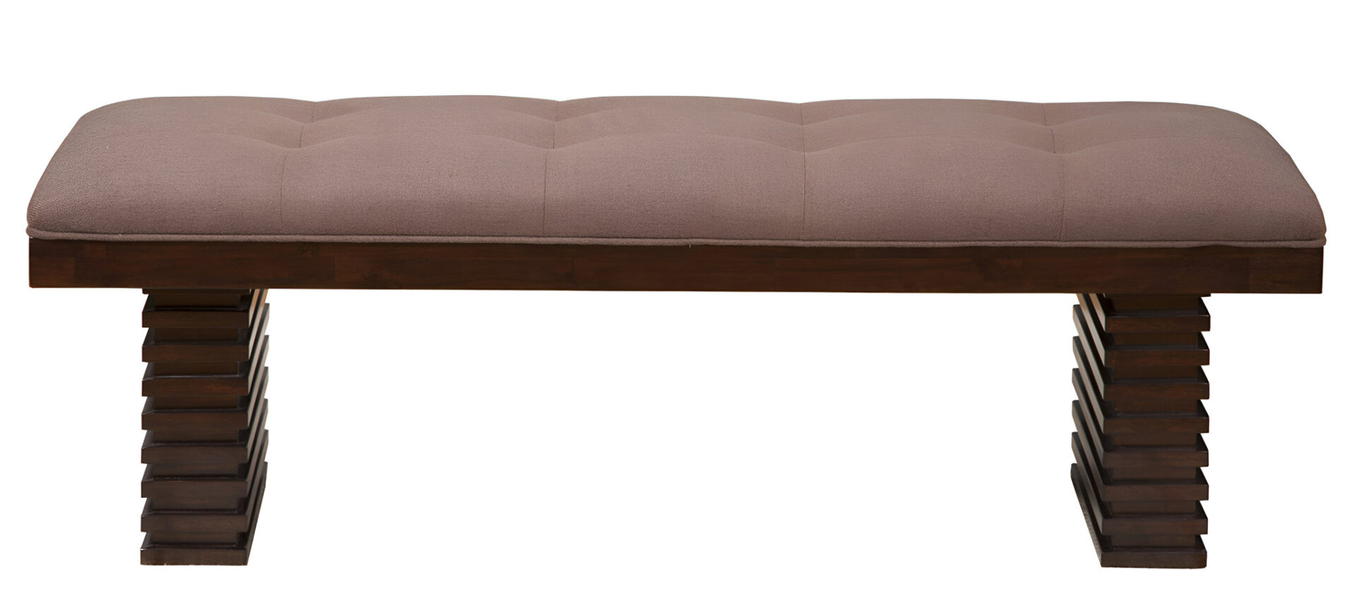 59" Latte and Espresso Linen Blend Upholstered Dining Bench 2 59" Latte and Espresso Linen Blend Upholstered Dining Bench - Image 2