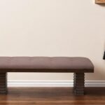 59" Latte and Espresso Linen Blend Upholstered Dining Bench 5 59" Latte and Espresso Linen Blend Upholstered Dining Bench