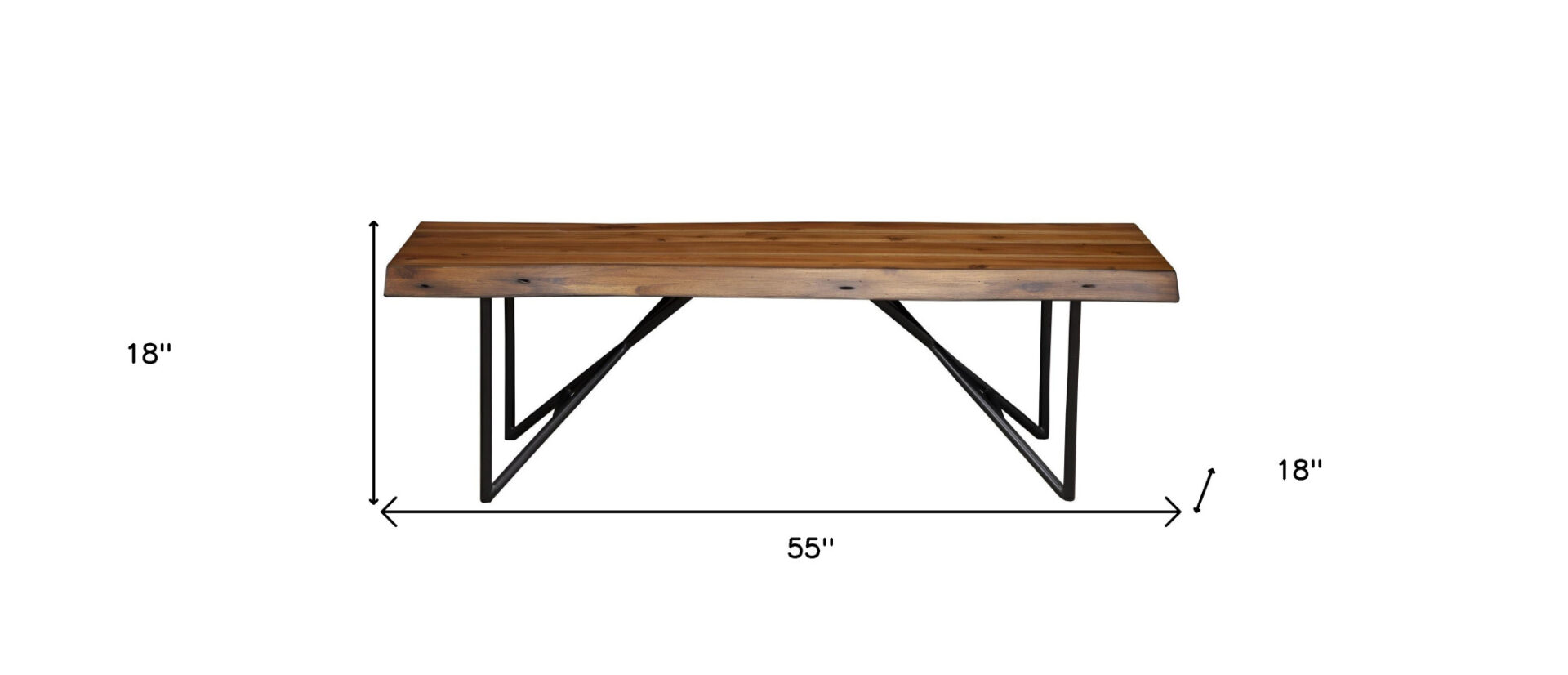 55" Brown and Black Solid Wood Dining Bench 5 55" Brown and Black Solid Wood Dining Bench - Image 5