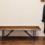 55" Brown and Black Solid Wood Dining Bench 6 55" Brown and Black Solid Wood Dining Bench