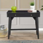 36 Inch Black Wood Writing Desk With Two Drawers 18 36 Inch Black Wood Writing Desk With Two Drawers