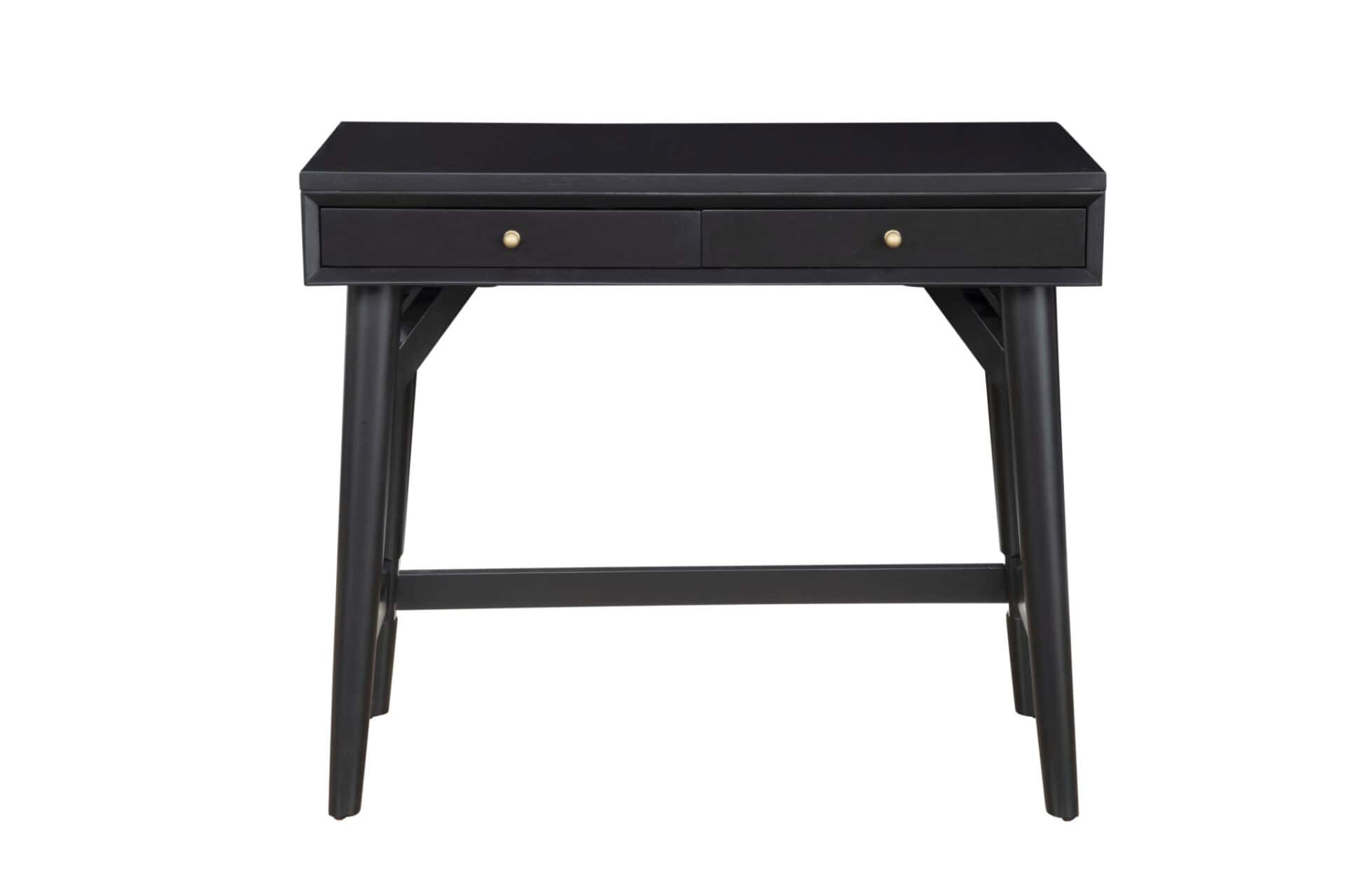 36 Inch Black Wood Writing Desk With Two Drawers 1 36 Inch Black Wood Writing Desk With Two Drawers