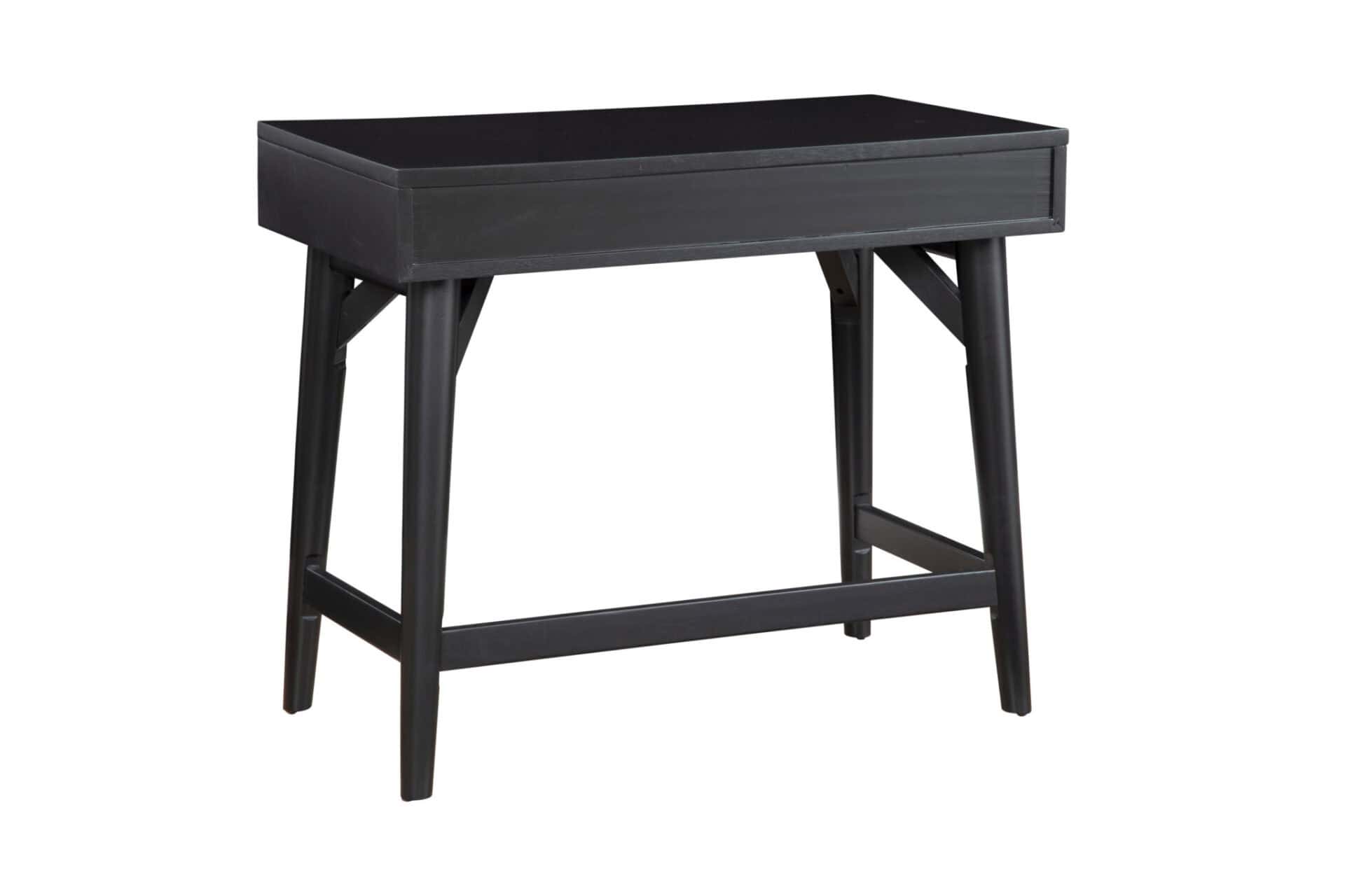 36 Inch Black Wood Writing Desk With Two Drawers 3 36 Inch Black Wood Writing Desk With Two Drawers - Image 3