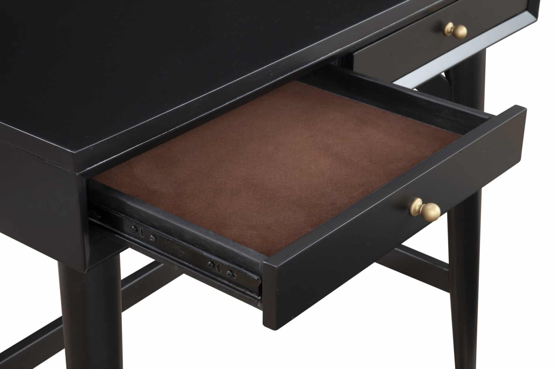 36 Inch Black Wood Writing Desk With Two Drawers 8 36 Inch Black Wood Writing Desk With Two Drawers - Image 8