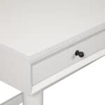 White 52-Inch Writing Desk with Drawers and Mahogany Base 15 White 52-Inch Writing Desk with Drawers and Mahogany Base