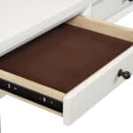White 52-Inch Writing Desk with Drawers and Mahogany Base 16 White 52-Inch Writing Desk with Drawers and Mahogany Base