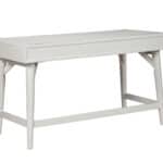 White 52-Inch Writing Desk with Drawers and Mahogany Base 13 White 52-Inch Writing Desk with Drawers and Mahogany Base
