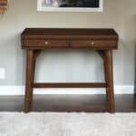 36 Inch Brown Wood Writing Desk with Two Drawers 14 36 Inch Brown Wood Writing Desk with Two Drawers