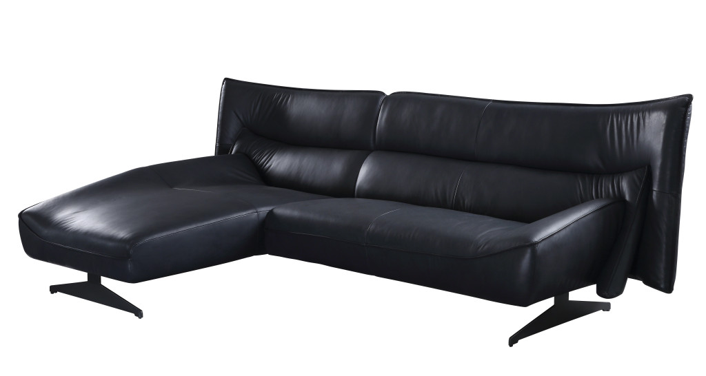 113 Inch L Shaped Dark Gray Leather Sectional With Chaise 1 113 Inch L Shaped Dark Gray Leather Sectional With Chaise