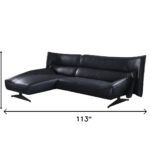 113 Inch L Shaped Dark Gray Leather Sectional With Chaise 8 113 Inch L Shaped Dark Gray Leather Sectional With Chaise