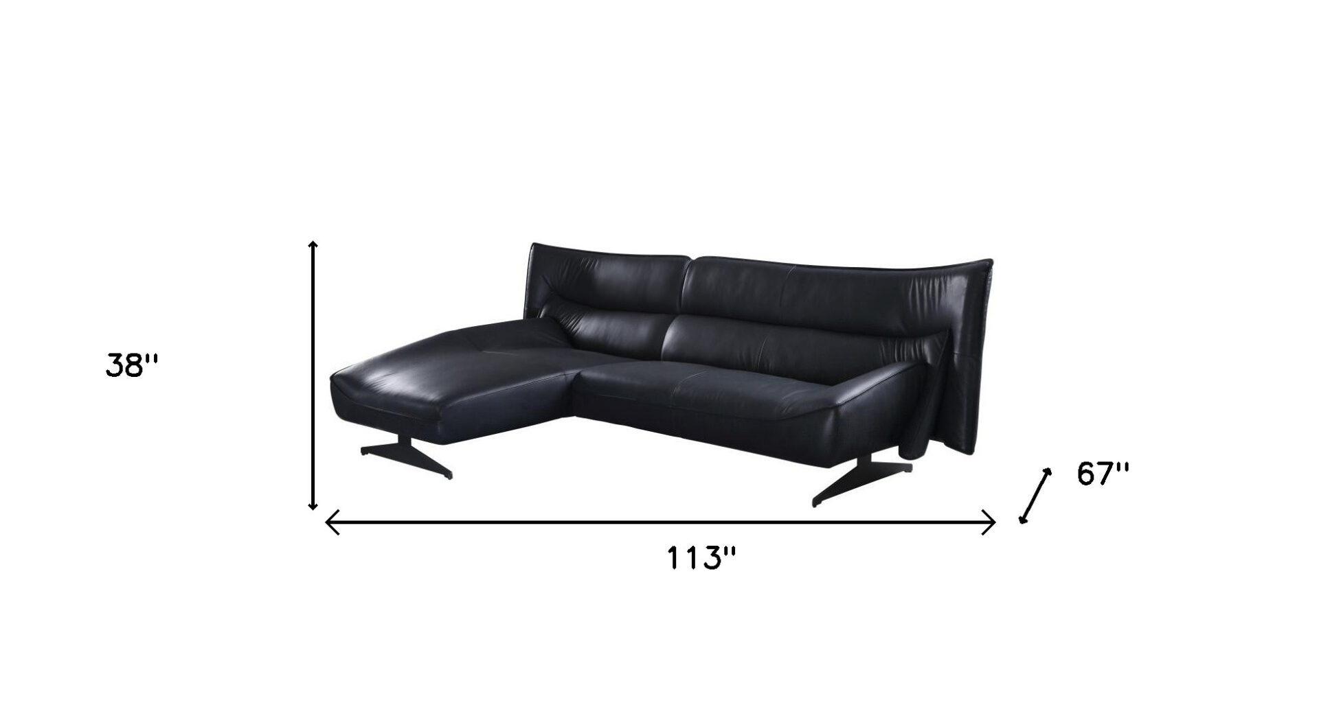 113 Inch L Shaped Dark Gray Leather Sectional With Chaise 4 113 Inch L Shaped Dark Gray Leather Sectional With Chaise - Image 4