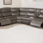107 Inch Taupe Faux Leather Reclining L Shaped Sectional (6 Piece) 8 107 Inch Taupe Faux Leather Reclining L Shaped Sectional (6 Piece)