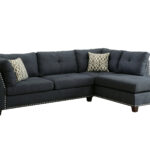 104-Inch Blue Linen L Shaped Sectional with Chaise and Ottoman 10 104-Inch Blue Linen L Shaped Sectional with Chaise and Ottoman