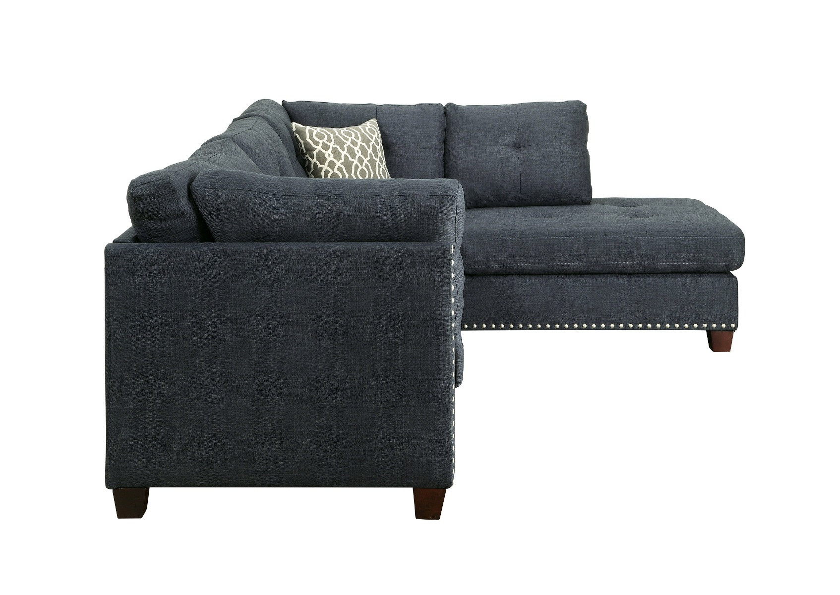 104-Inch Blue Linen L Shaped Sectional with Chaise and Ottoman 4 104-Inch Blue Linen L Shaped Sectional with Chaise and Ottoman - Image 4