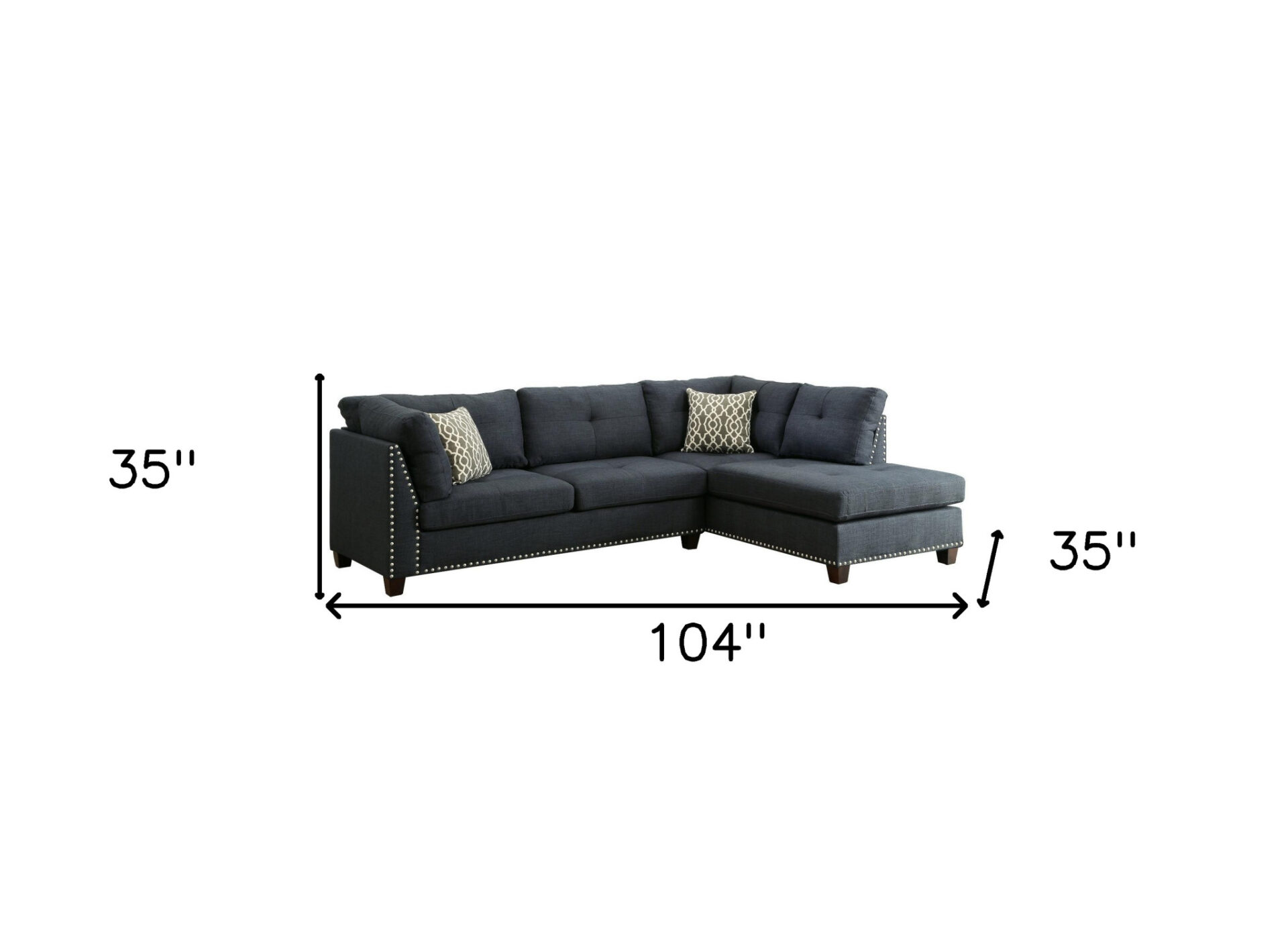 104-Inch Blue Linen L Shaped Sectional with Chaise and Ottoman 6 104-Inch Blue Linen L Shaped Sectional with Chaise and Ottoman - Image 6