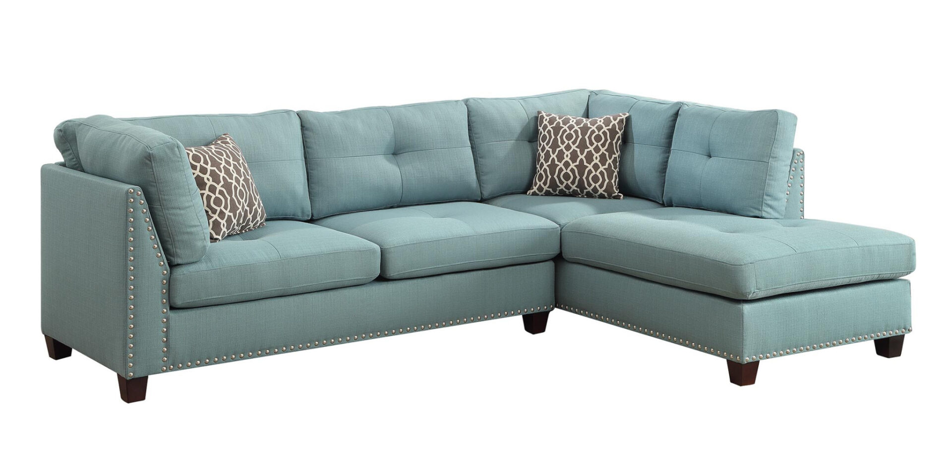 104” Teal Blue Linen L Shaped Sectional Sofa With Chaise 1 104” Teal Blue Linen L Shaped Sectional Sofa With Chaise