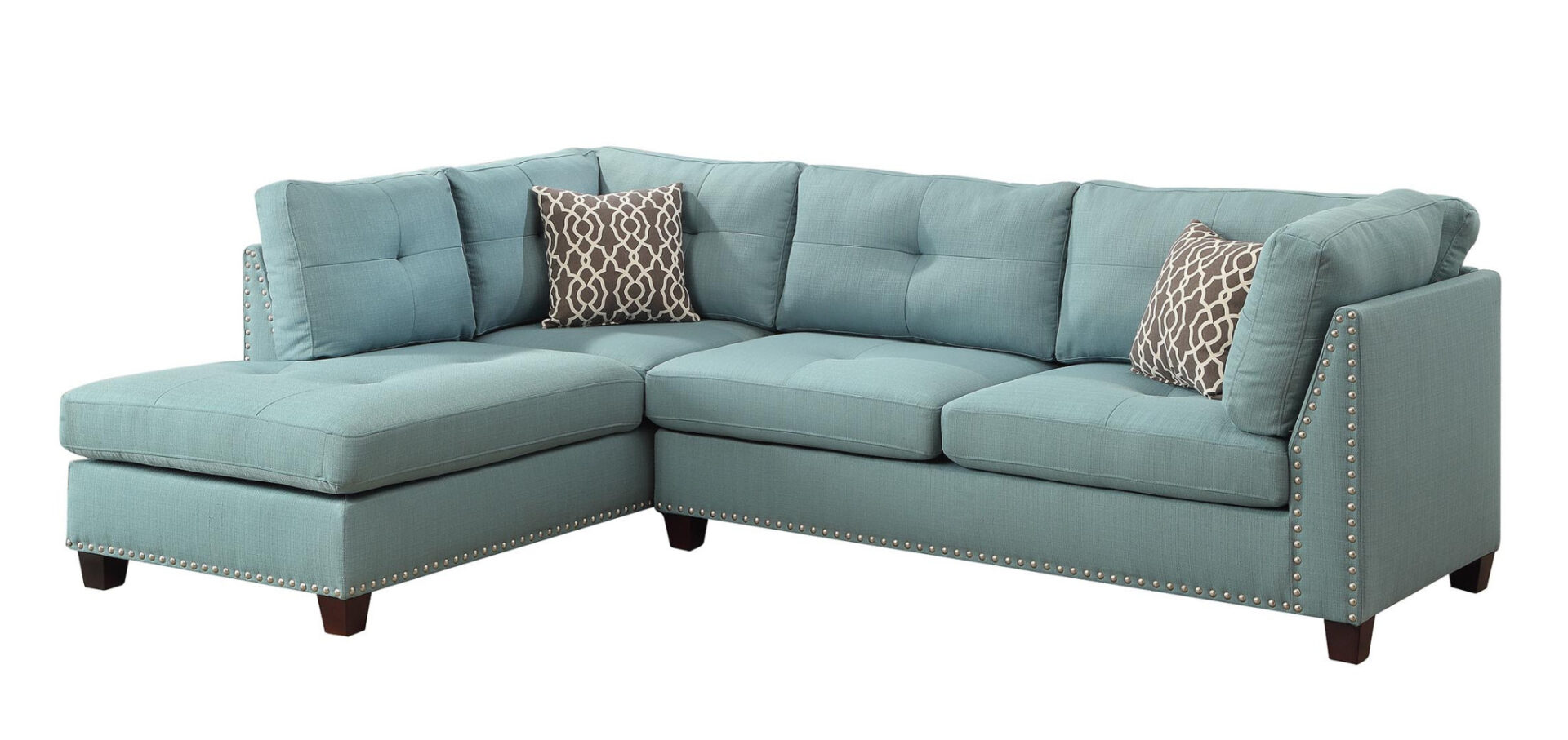104” Teal Blue Linen L Shaped Sectional Sofa With Chaise 6 104” Teal Blue Linen L Shaped Sectional Sofa With Chaise - Image 6