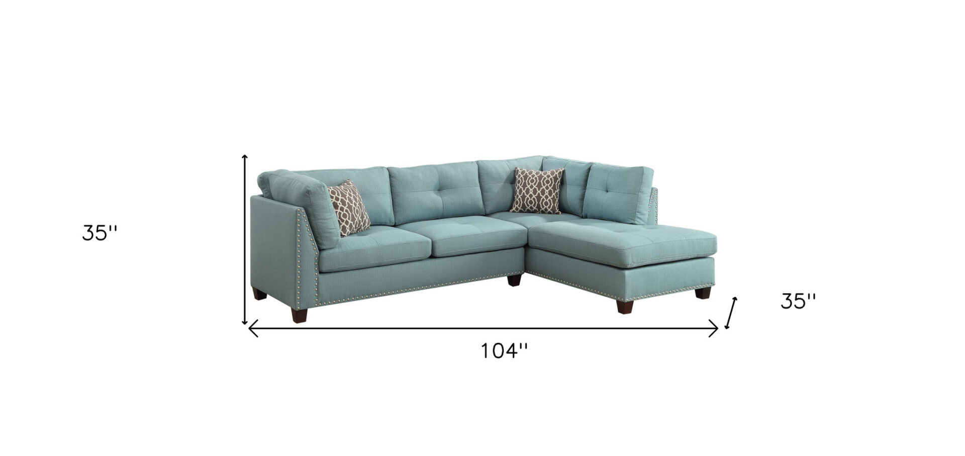 104” Teal Blue Linen L Shaped Sectional Sofa With Chaise 7 104” Teal Blue Linen L Shaped Sectional Sofa With Chaise - Image 7