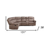 131-Inch Chocolate Velvet Reclining L Shaped Sectional With Console 10 131-Inch Chocolate Velvet Reclining L Shaped Sectional With Console