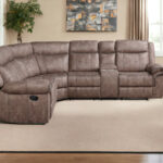 131-Inch Chocolate Velvet Reclining L Shaped Sectional With Console 6 131-Inch Chocolate Velvet Reclining L Shaped Sectional With Console