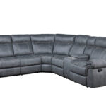 131-Inch Gray Velvet Reclining L Shaped Sectional With Console