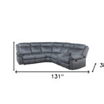 131-Inch Gray Velvet Reclining L Shaped Sectional With Console