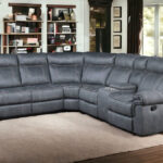 131-Inch Gray Velvet Reclining L Shaped Sectional With Console