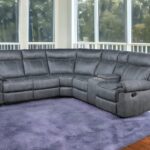 131-Inch Gray Velvet Reclining L Shaped Sectional With Console
