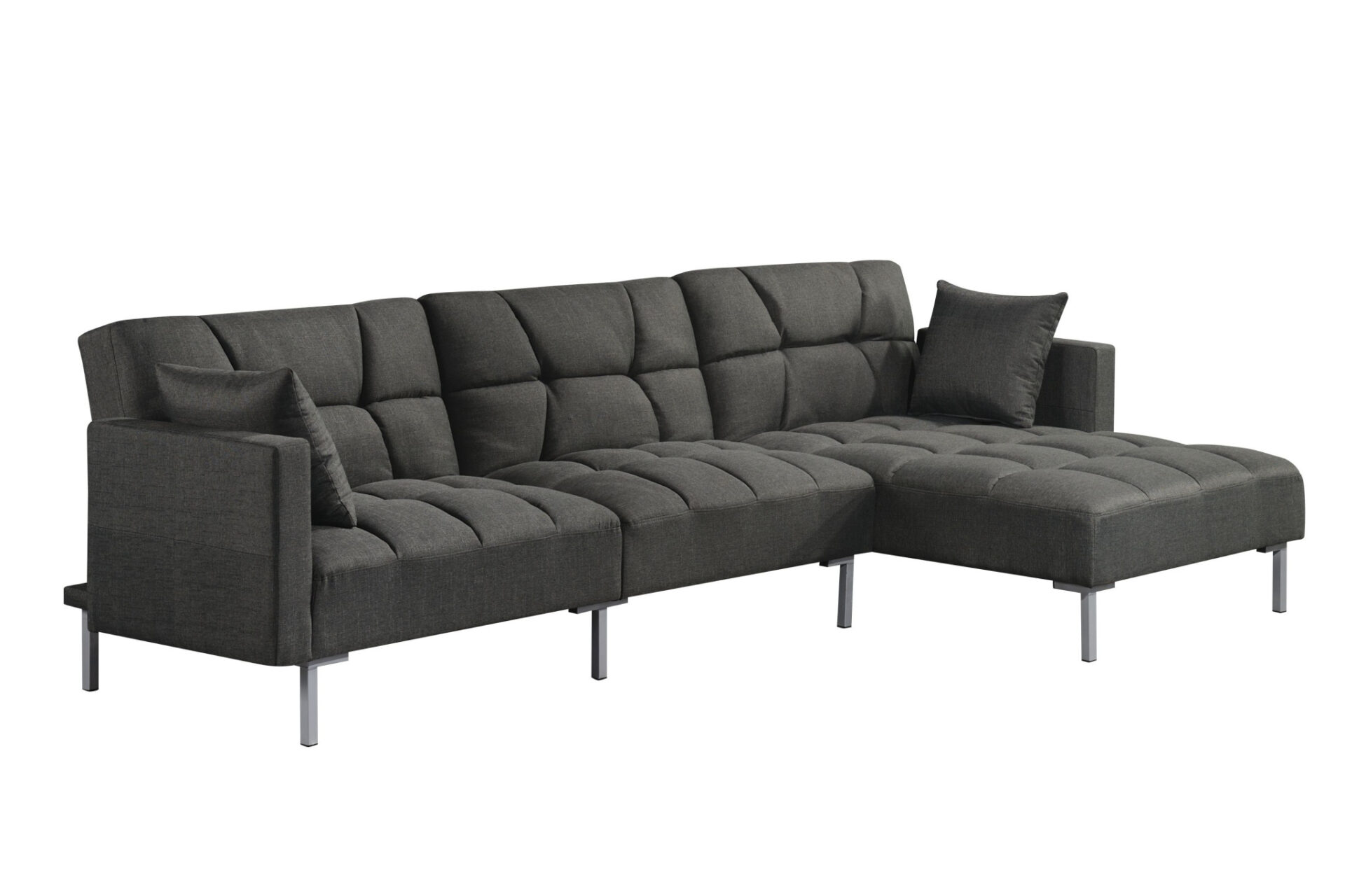 107" Dark Gray Modular L Shaped Sectional with Sleeper 1 107" Dark Gray Modular L Shaped Sectional with Sleeper