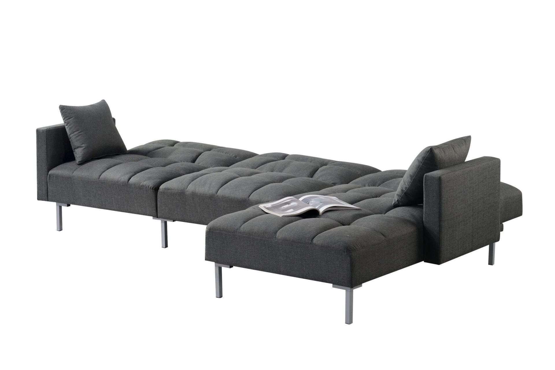 107" Dark Gray Modular L Shaped Sectional with Sleeper 5 107" Dark Gray Modular L Shaped Sectional with Sleeper - Image 5