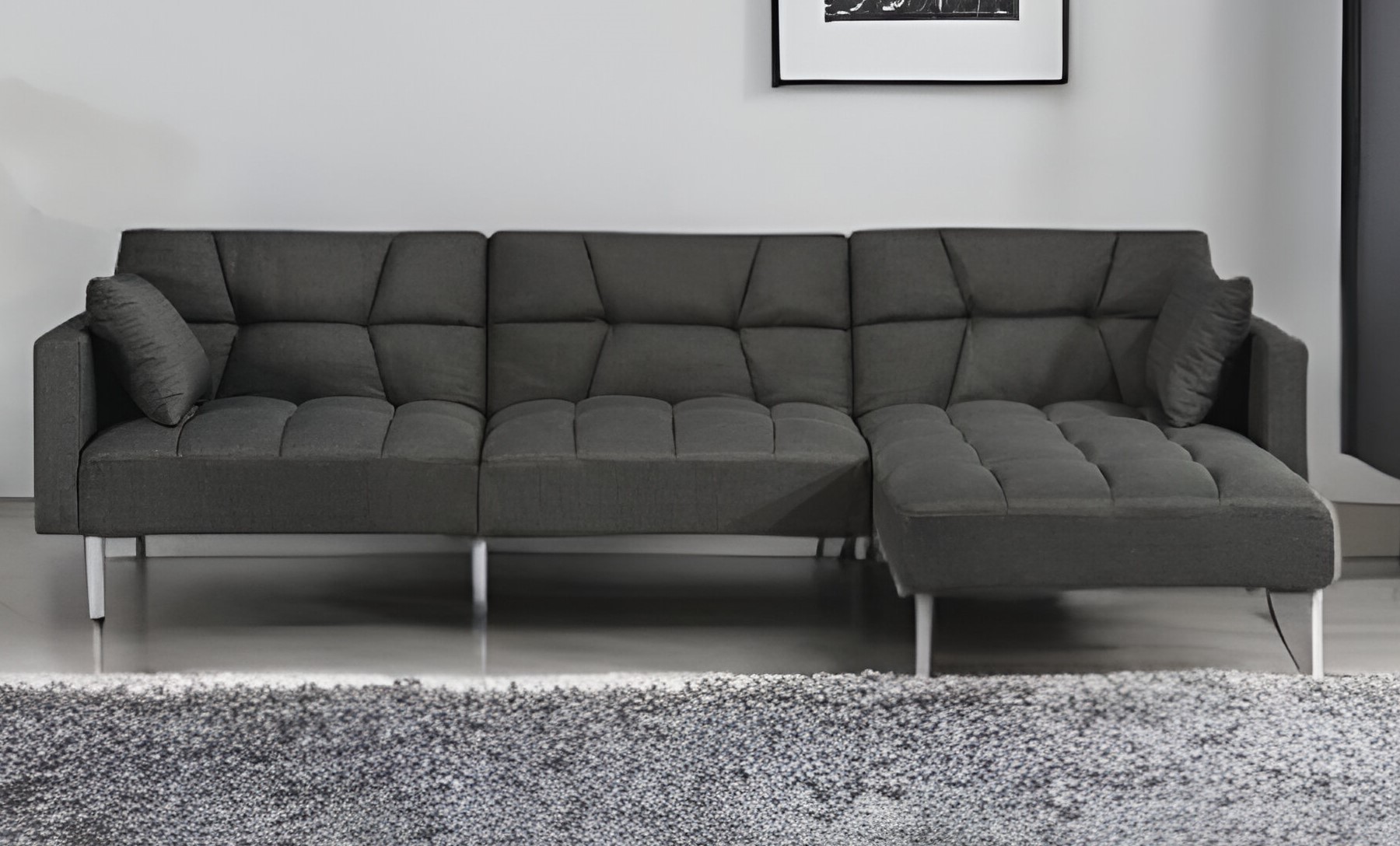 107" Dark Gray Modular L Shaped Sectional with Sleeper 2 107" Dark Gray Modular L Shaped Sectional with Sleeper - Image 2
