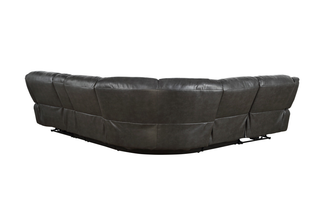 106” Gray Faux Leather Power Reclining L Shaped Sectional (6 Piece) 4 106” Gray Faux Leather Power Reclining L Shaped Sectional (6 Piece) - Image 4