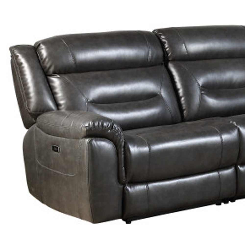 106” Gray Faux Leather Power Reclining L Shaped Sectional (6 Piece) 7 106” Gray Faux Leather Power Reclining L Shaped Sectional (6 Piece) - Image 7