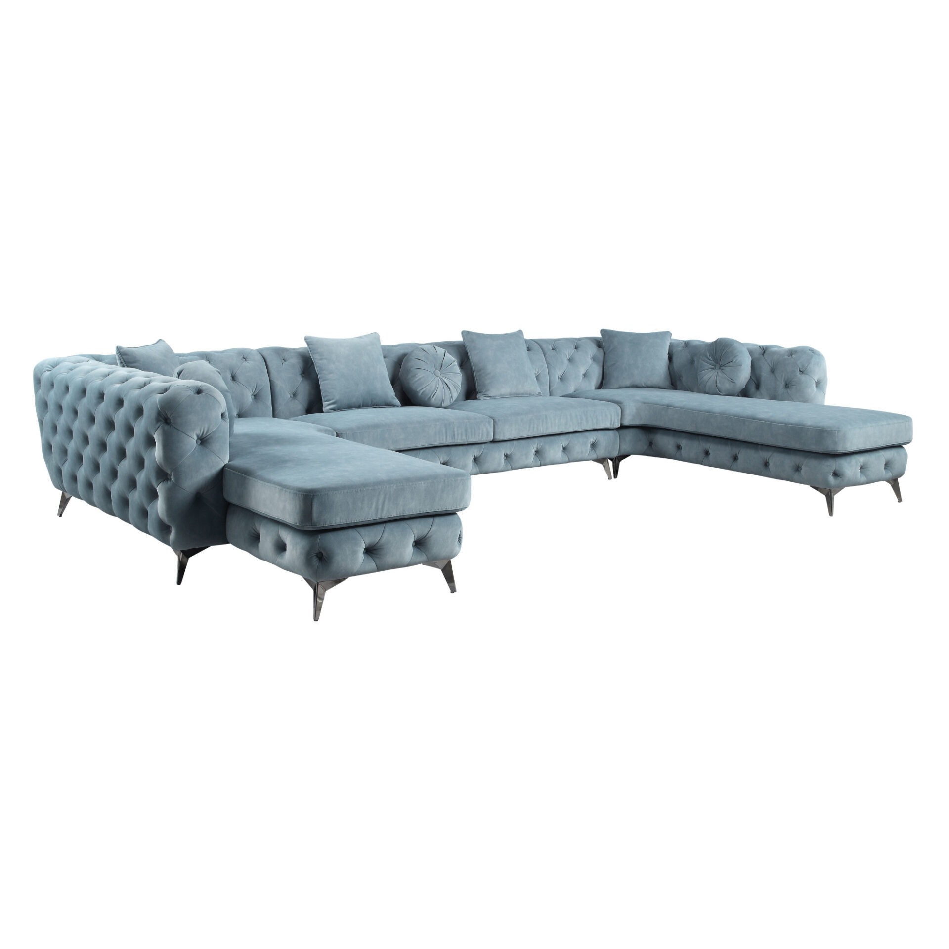 164" Deep Green U Shaped Sectional with Toss Pillows 1 164" Deep Green U Shaped Sectional with Toss Pillows