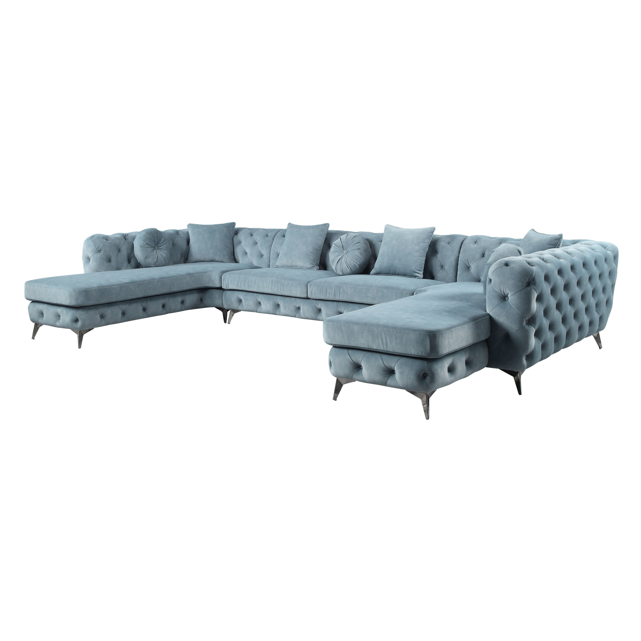 164" Deep Green U Shaped Sectional with Toss Pillows 3 164" Deep Green U Shaped Sectional with Toss Pillows - Image 3