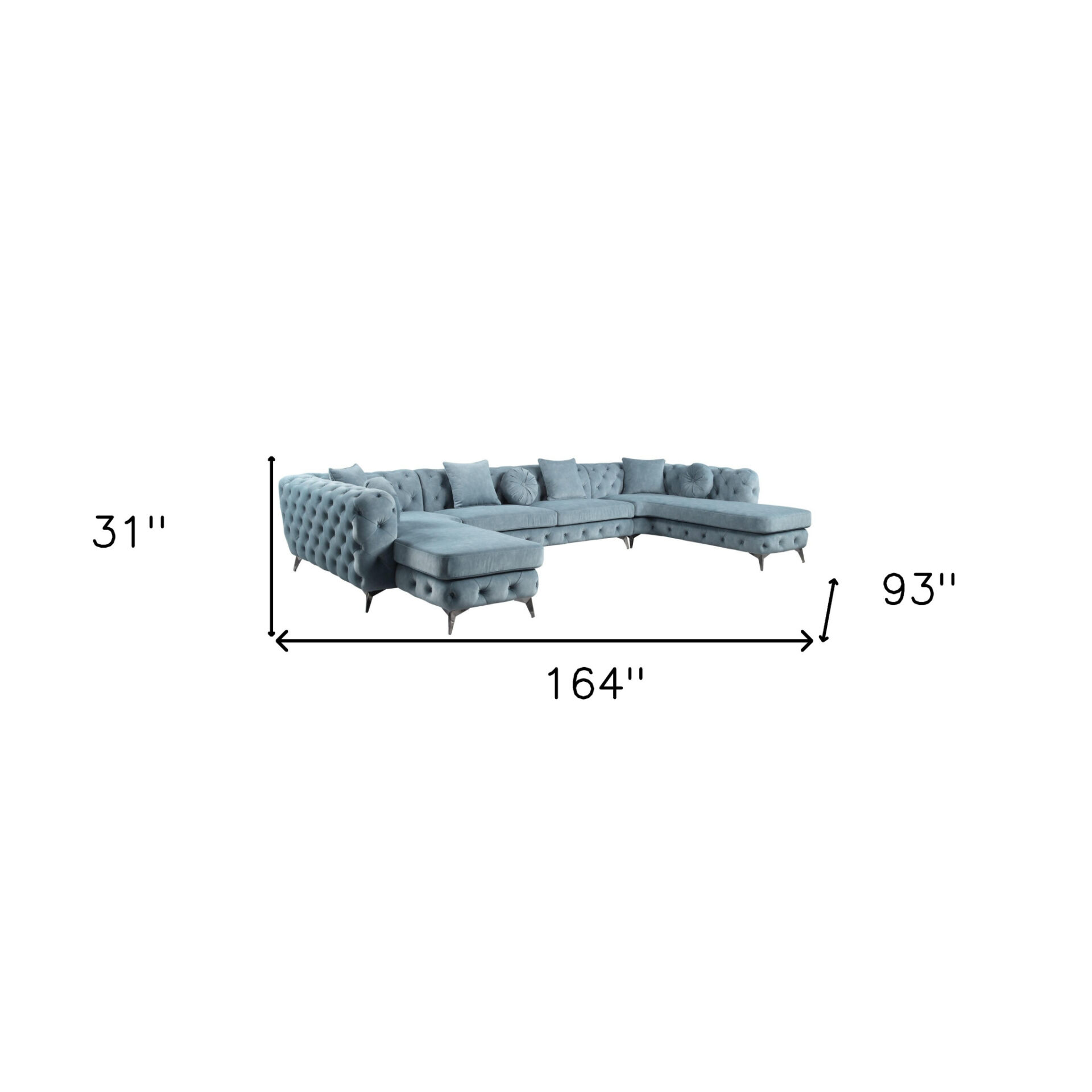 164" Deep Green U Shaped Sectional with Toss Pillows 6 164" Deep Green U Shaped Sectional with Toss Pillows - Image 6