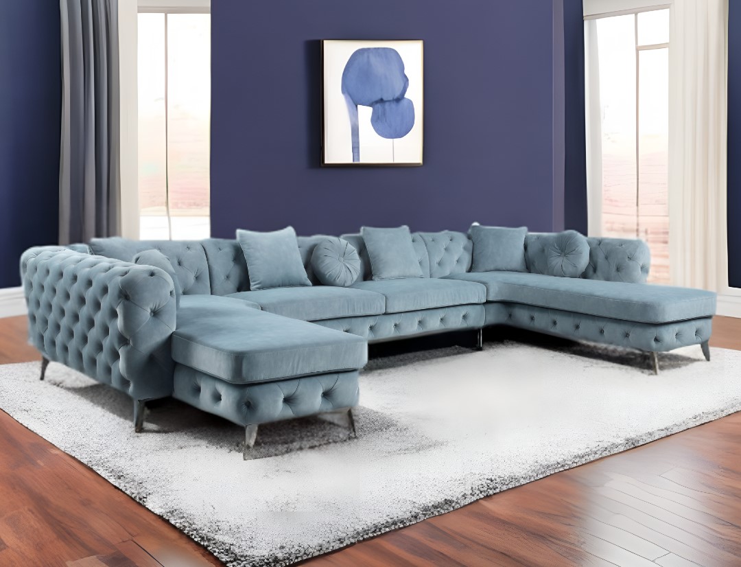 164" Deep Green U Shaped Sectional with Toss Pillows 2 164" Deep Green U Shaped Sectional with Toss Pillows - Image 2
