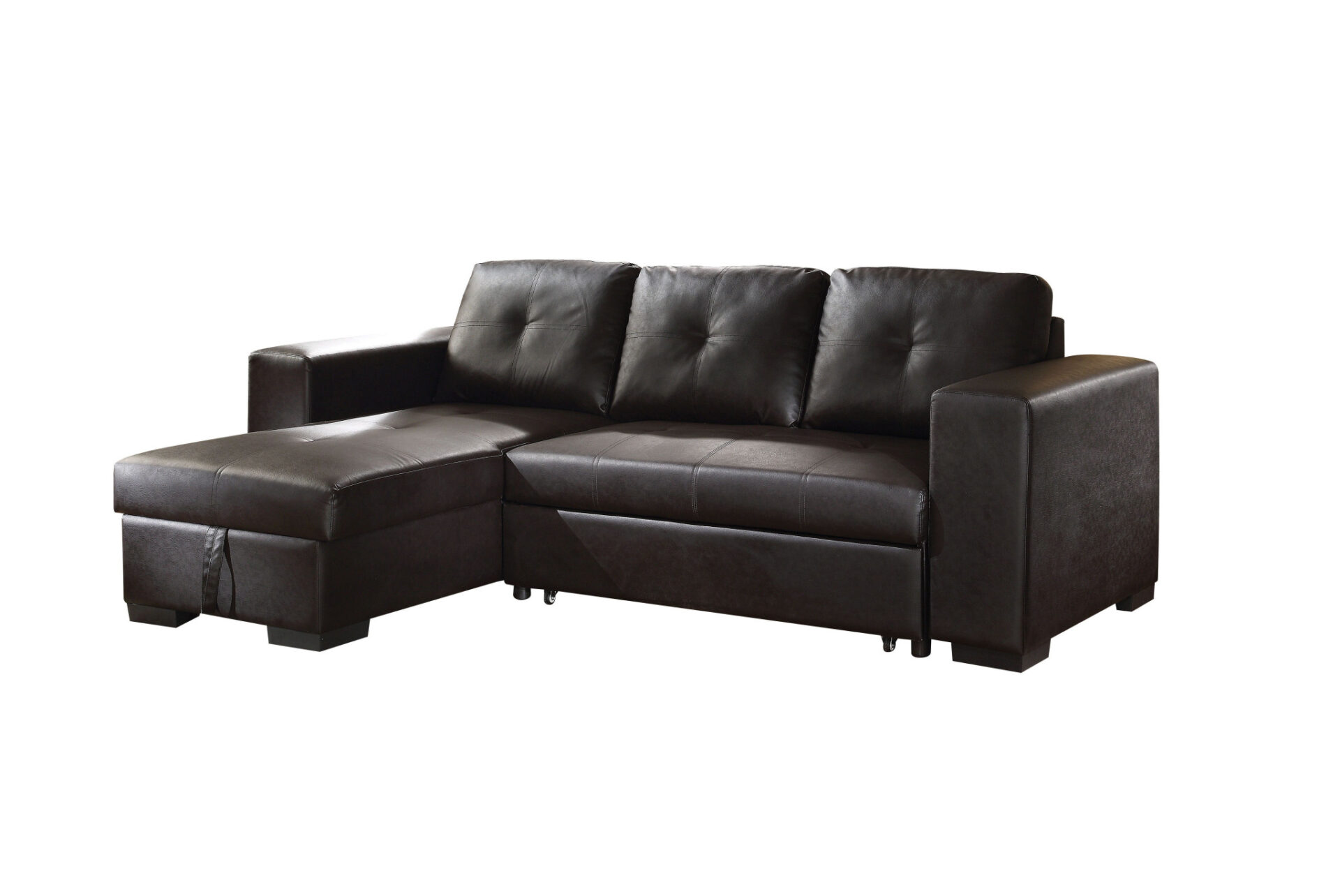97 Inch Black L Shaped Sleeper Sectional with Storage 3 97 Inch Black L Shaped Sleeper Sectional with Storage - Image 3
