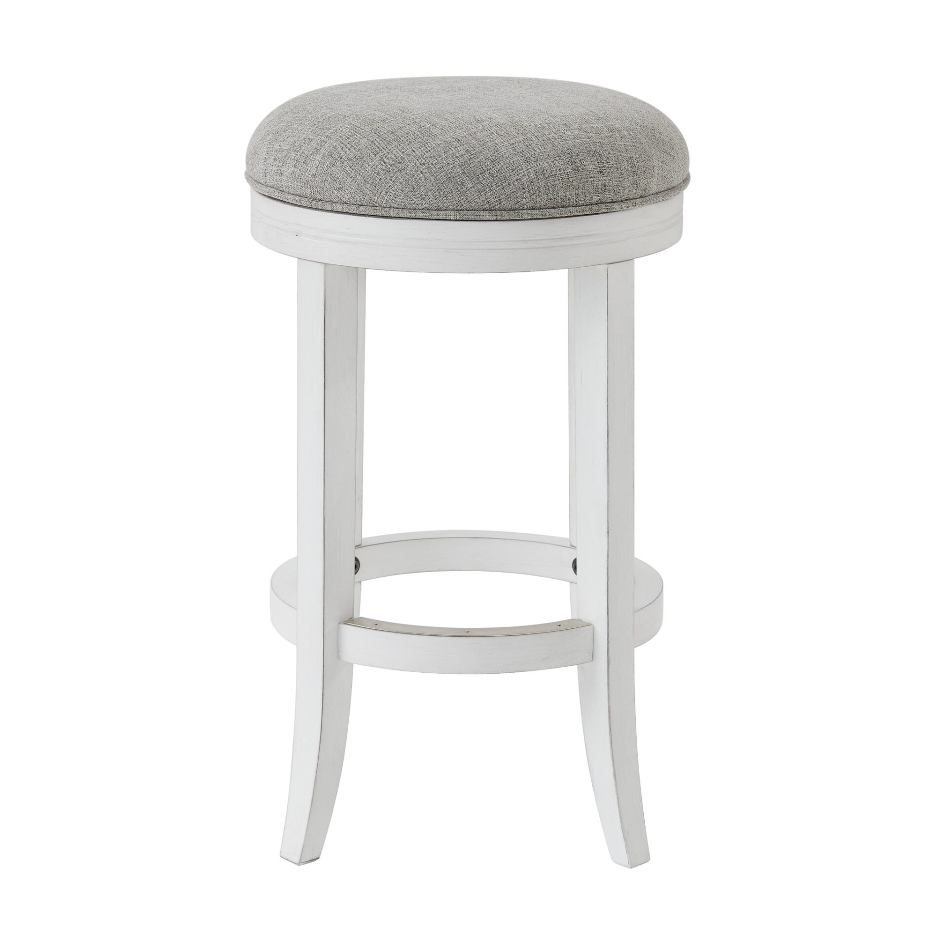 25 Inch Gray and White Swivel Backless Counter Height Bar Stool 1 25 Inch Gray and White Swivel Backless Counter Height Bar Stool