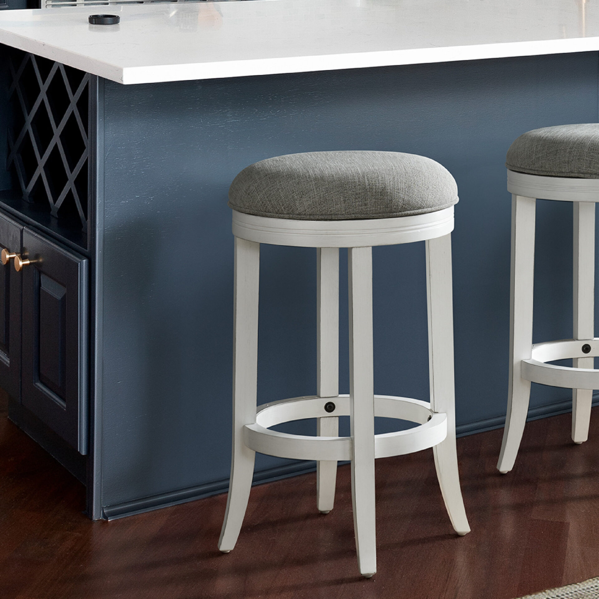 25 Inch Gray and White Swivel Backless Counter Height Bar Stool 5 25 Inch Gray and White Swivel Backless Counter Height Bar Stool - Image 5
