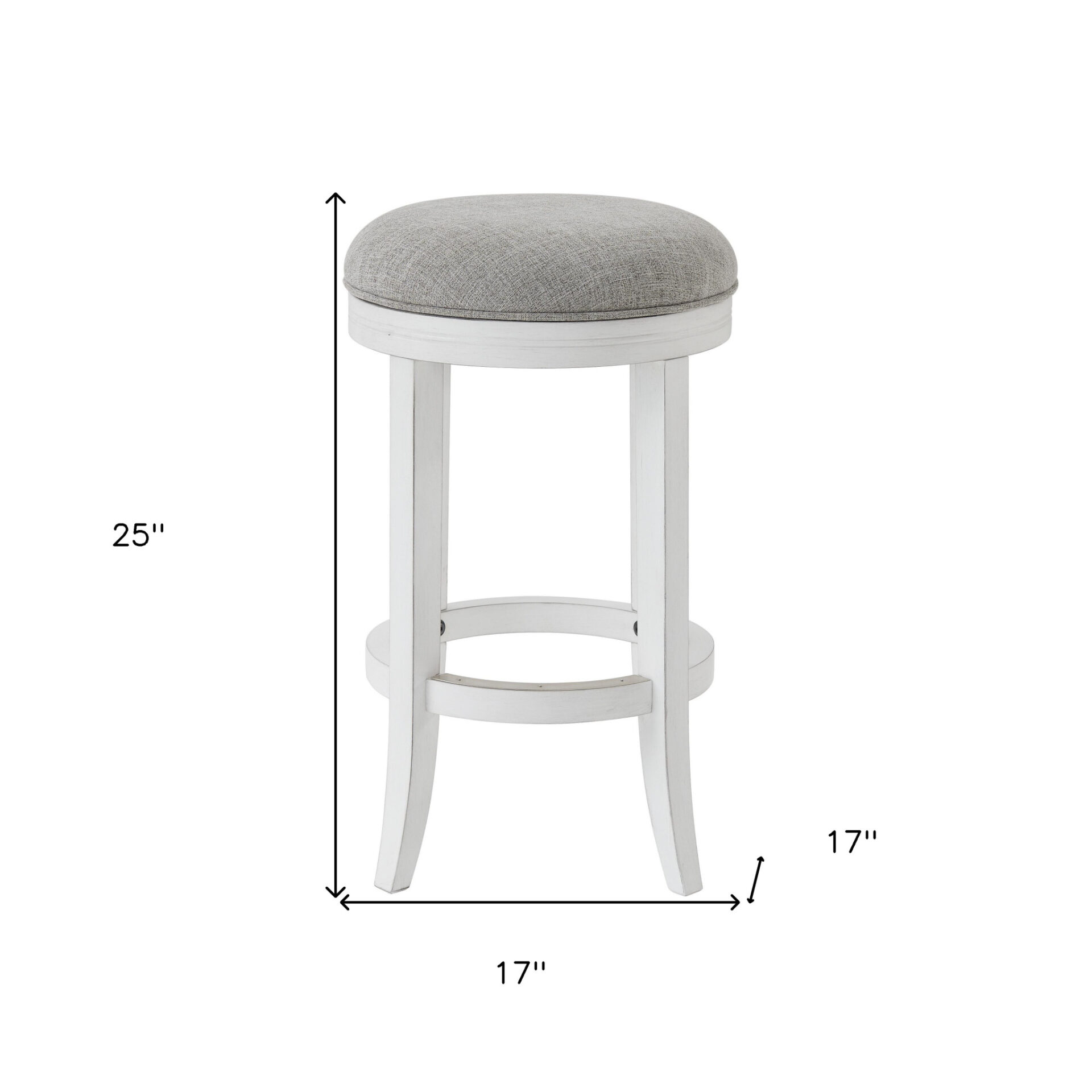 25 Inch Gray and White Swivel Backless Counter Height Bar Stool 6 25 Inch Gray and White Swivel Backless Counter Height Bar Stool - Image 6