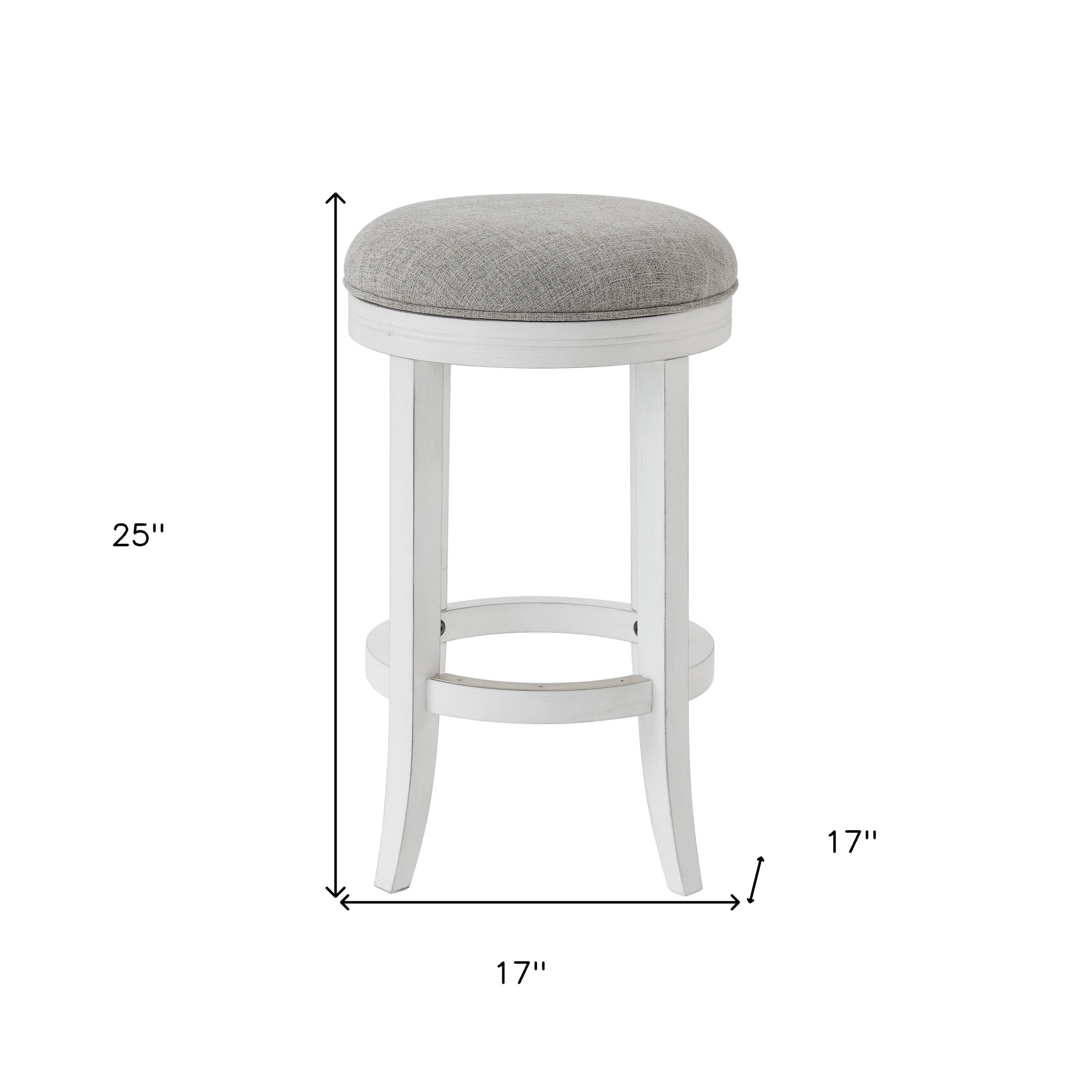 25 Inch Gray and White Swivel Backless Counter Height Bar Stool 13 25 Inch Gray and White Swivel Backless Counter Height Bar Stool