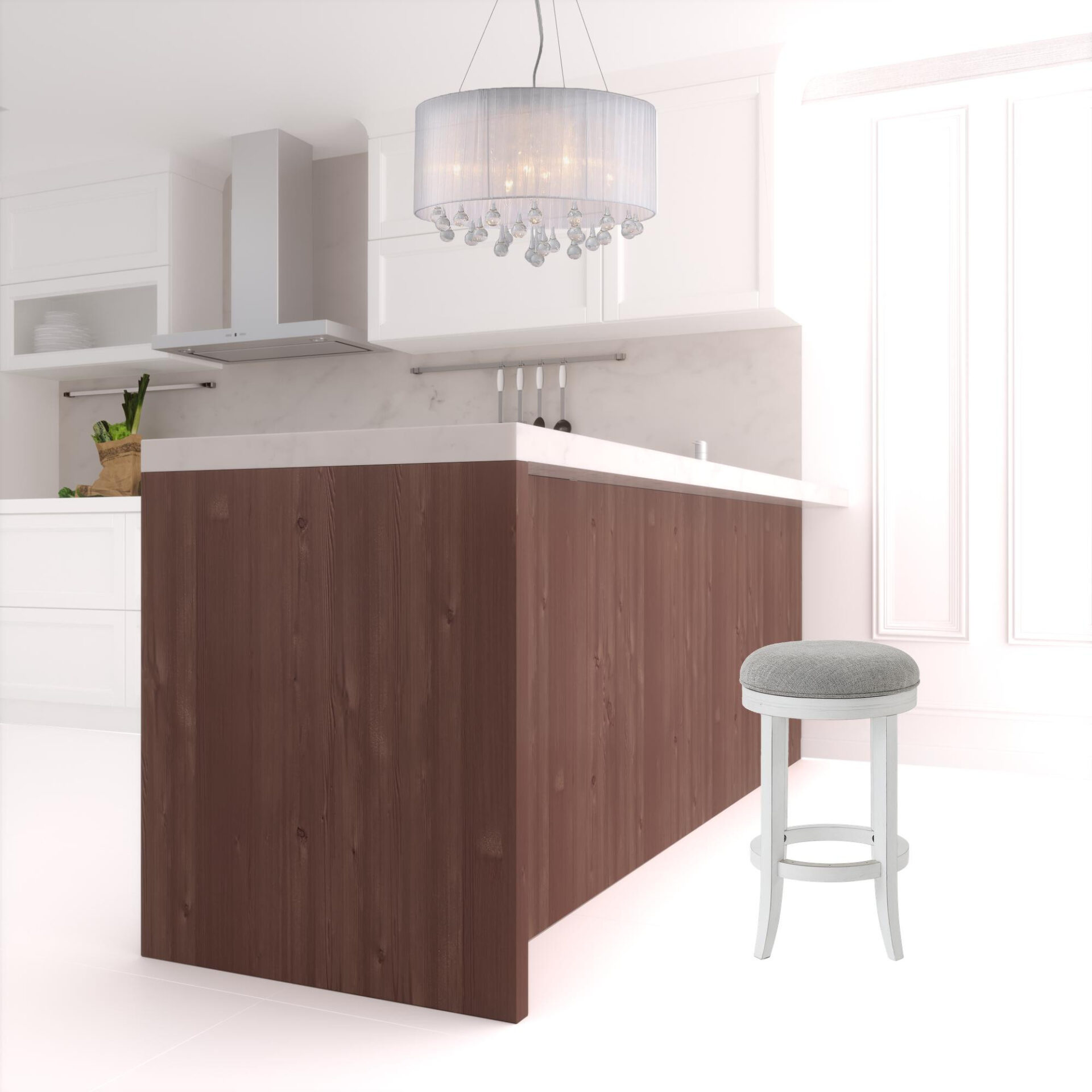 25 Inch Gray and White Swivel Backless Counter Height Bar Stool 3 25 Inch Gray and White Swivel Backless Counter Height Bar Stool - Image 3