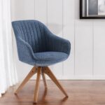 23 Inch Blue Swivel Arm Chair With Wood Legs 9 23 Inch Blue Swivel Arm Chair With Wood Legs