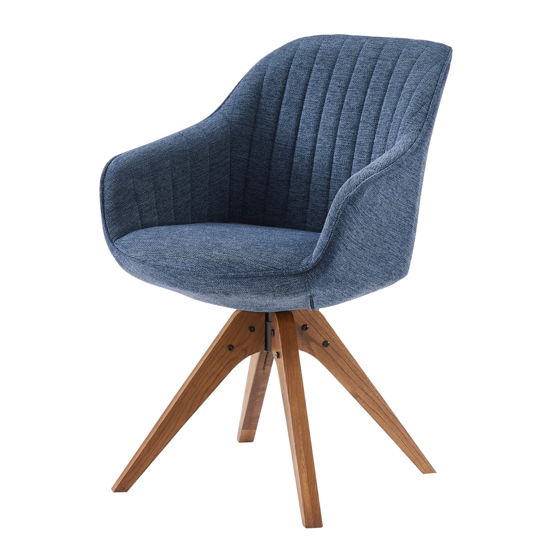 23 Inch Blue Swivel Arm Chair With Wood Legs 7 23 Inch Blue Swivel Arm Chair With Wood Legs - Image 7