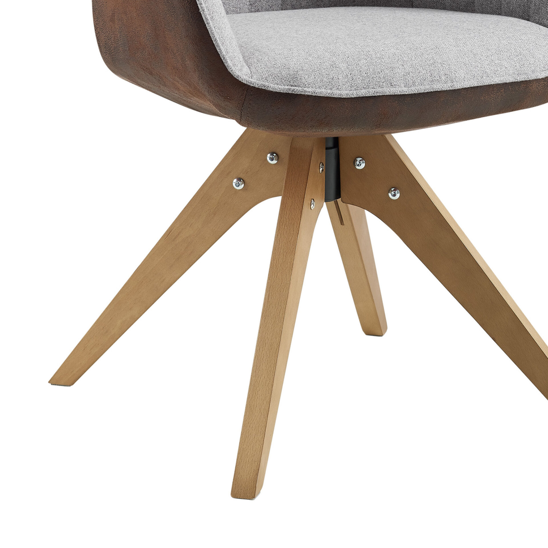 23 Inch Gray Fabric Swivel Arm Chair With Wood Legs 4 23 Inch Gray Fabric Swivel Arm Chair With Wood Legs - Image 4
